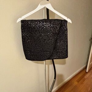 LOFT Black Textured Mini Skirt